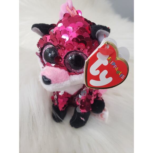 NEW Ty Beanie Flippables Mini JEWEL the Fox 4" Beanbag Clip Plush Toy Keychain - Picture 1 of 3